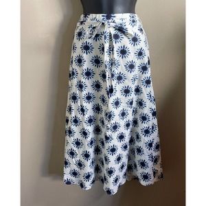 Loft Linen Blend Midi Floral Skirt Brand New